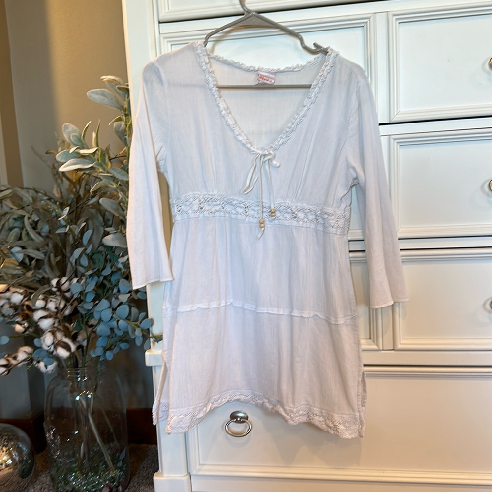 White beach cover-up dress